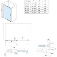 Polysan ALTIS LINE posuvné dveře 1370-1410mm, výška 2000mm, čiré sklo AL4115C