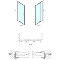 Polysan EASY LINE sprchové dveře otočné 880-1020mm, čiré sklo EL1715