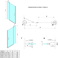Gelco LORO sprchové dveře s pevnou částí 1200mm, čiré sklo GN4612
