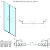 Gelco LORO sprchové dveře dvoukřídlé 1100mm, čiré sklo GN4311