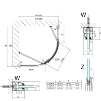 Polysan FORTIS LINE čtvrtkruhová sprchová zástěna 1200x900x2000, pravá FL5290R