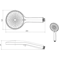 Sapho Ruční masážní sprcha, 4 režimy sprchování, průměr 123mm, černá mat 1204-10B