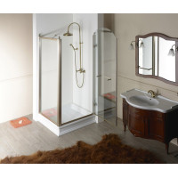 Gelco ANTIQUE sprchové dveře otočné, 800mm, pravé, ČIRÉ sklo, bronz, světlý odstín GQ1380RCL