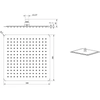 Sapho SLIM hlavová sprcha, 300x300mm, černá mat SL101