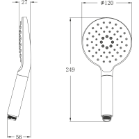 Sapho Ruční masážní sprcha otočná, 3 režimy, průměr 120mm, ABS/chrom 1204-32