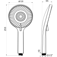 Sapho Ruční masážní sprcha, 3 režimy sprchování, průměr 120 mm, ABS/chrom SK879