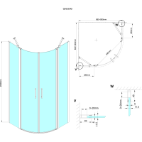 Gelco LORO čtvrtkruhová sprchová zástěna 900x900mm, čiré sklo GN5590