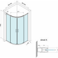Bruckner BORG čtvrtkruhová sprchová zástěna 900x900x1950 mm, R550, čiré sklo 751.090.1
