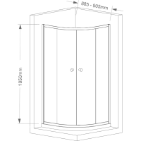 Aqualine ARLETA čtvrtkruhová sprchová zástěna 900x900mm, čiré sklo HLS900Y