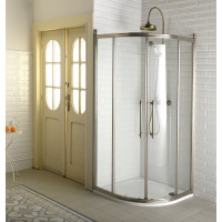 Gelco ANTIQUE čtvrtkruh. zástěna 1000x1000, posuv. dveře dvoukřídlé, ČIRÉ sklo, bronz GQ5210C