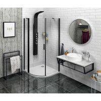 Polysan ZOOM LINE BLACK čtvrtkruhová sprchová zástěna 900x900mm, čiré sklo, levá ZL2615BL