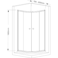 Aqualine ARLETA čtvrtkruhová sprchová zástěna 800x800mm, čiré sklo HLS800Y