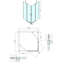Polysan ZOOM LINE BLACK čtvercová sprchová zástěna 900x900mm, čiré sklo ZL5415B