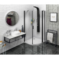 Polysan ZOOM LINE BLACK čtvrtkruhová sprchová zástěna 900x900mm, čiré sklo, pravá ZL2615BR