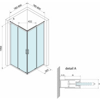 Bruckner BORG čtvercová sprchová zástěna 800x800x1950 mm, čiré sklo 751.180.1