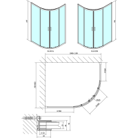 Polysan EASY LINE čtvrtkruhová sprchová zástěna 1100x800mm, L/R, čiré sklo EL2415