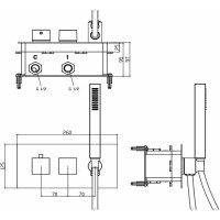 Sapho LATUS podomítková sprchová termostatická baterie vč. sprchy, 2/3 výstupy, chrom 1102-45