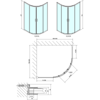 Polysan EASY LINE čtvrtkruhová sprchová zástěna 900x800mm, L/R, čiré sklo EL2815