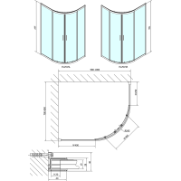 Polysan EASY LINE čtvrtkruhová sprchová zástěna 1000x800mm, L/R, čiré sklo EL2915