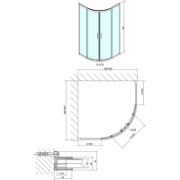 Polysan EASY LINE čtvrtkruhová sprchová zástěna 900x900mm, sklo BRICK EL2638