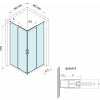 Bruckner BORG čtvercová sprchová zástěna 900x900x1950 mm, čiré sklo 751.190.1