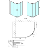 Polysan EASY LINE čtvrtkruhová sprchová zástěna 1200x800mm, L/R, čiré sklo EL2315