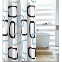 Aqualine Sprchový závěs 180x200cm, polyester, bílá/černá/modrá ZP004