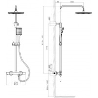 Sapho DARK sprchový sloup s termostatickou baterií, chrom KJ139