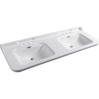 Kerasan WALDORF keramické dvojumyvadlo 150x55cm, 6 otvorů, bílá 4143K1-3