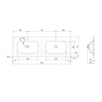 Sapho TREOS dvojumyvadlo 151, 6x51, 3 cm, rockstone, bílá mat TS152-0101
