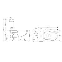 Kerasan RETRO WC kombi mísa 38, 5x72cm, zadní odpad, černá mat 101331