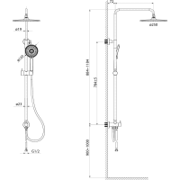 Sapho Sprchový sloup k napojení na baterii, hlavová, ruční sprcha, chrom 1202-30