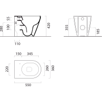 GSI KUBE X WC mísa stojící, Swirlflush, 36x55cm, spodní/zadní odpad, černá dual-mat 941026