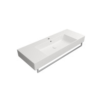 GSI KUBE X keramické umyvadlo 120x47cm, s odkládacími plochami, broušená spodní hrana, bílá mat 94529109