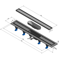 Polysan TILE podlahový žlab s nerezovým roštem pro dlažbu, L-720mm, DN40 72837