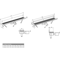 Gelco MANUS QUADRO nerezový podlahový žlab s roštem, L-950, DN50 GMQ35