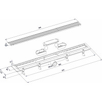 Bruckner Podlahový žlab s nerezovým roštem, L-910, DN50 700.159.2