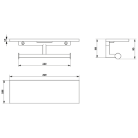 Sapho SKA dvojitý držák toaletního papíru s poličkou 30x8x10cm, černá mat/dub SKA425