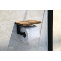 Sapho SKA držák toaletního papíru s poličkou 15x8x10cm, černá mat/dub SKA421