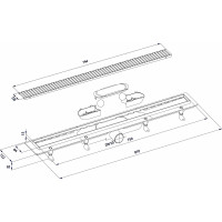 Bruckner Podlahový žlab s nerezovým roštem, L-810, DN50 700.158.2