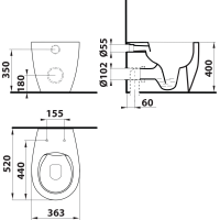 Isvea SENTIMENTI stojící WC Rimless, 36x52 cm, bílá 10SM10004SV