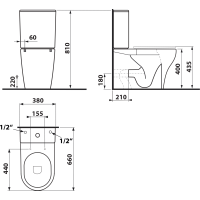 Sapho BELLO RIMLESS WC kombi, spodní/zadní odpad, bílá PC103WR