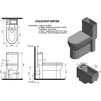 Aqualine HYGIE WC kombi s umývátkem, zadní/spodní odpad, bílá PB104W