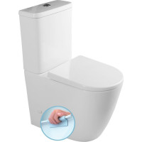 Sapho TURKU RIMLESS WC kombi zvýšený sedák, spodní/zadní odpad, bílá PC104WR