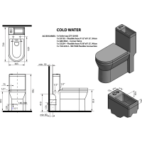 Aqualine HYGIE WC kombi s umývátkem, zadní/spodní odpad, bílá PB104W