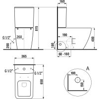Sapho PORTO RIMLESS WC kombi, spodní/zadní odpad, bílá PC102WR