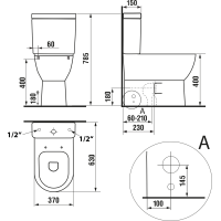 Aqualine JALTA WC kombi, Rimless, spodní/zadní odpad, bílá PB103RW