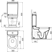 CREAVIT ANTIK WC mísa kombi, zadní/spodní odpad, 37x63cm, bílá AN360