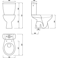 Aqualine MIGUEL WC kombi, dvojtlačítko 3/6l, spodní odpad, bílá LC2258