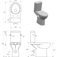 Sapho HANDICAP WC kombi zvýšený sedák, Rimless, zadní odpad, bílá K11-0221